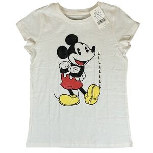 Disney‎ Mickey Mouse Girls Graphic T Shirt Ivory L 10/12 NWT